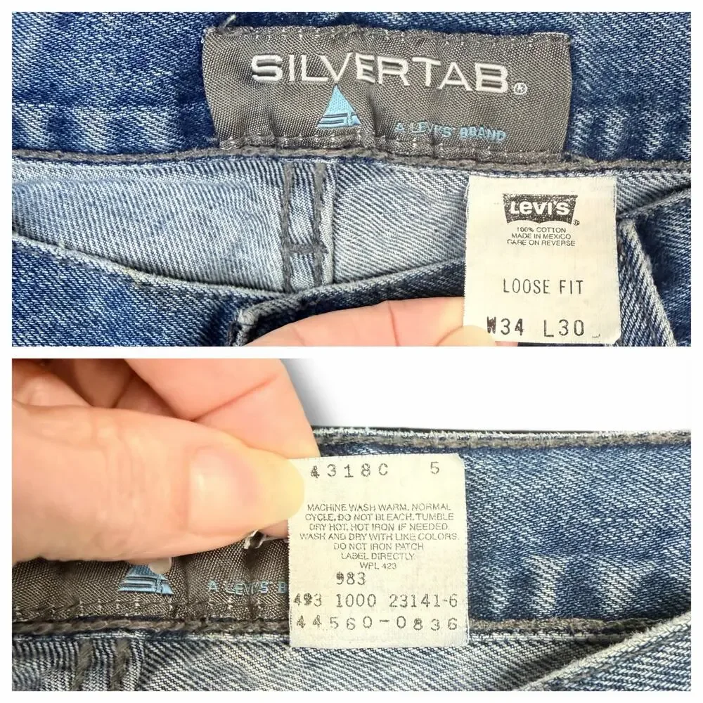 Vintage Y2K Mens Levis Silvertab Jeans Loose Fit Straight Leg Medium Wash 34x30 - Picture 11 of 11